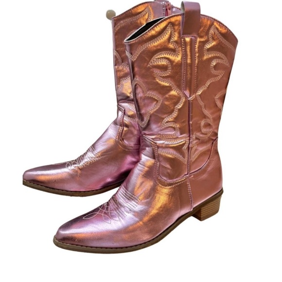 SINALOA Mata shows metallic pink, Mid Calf Western Boot - Picture 3 of 3